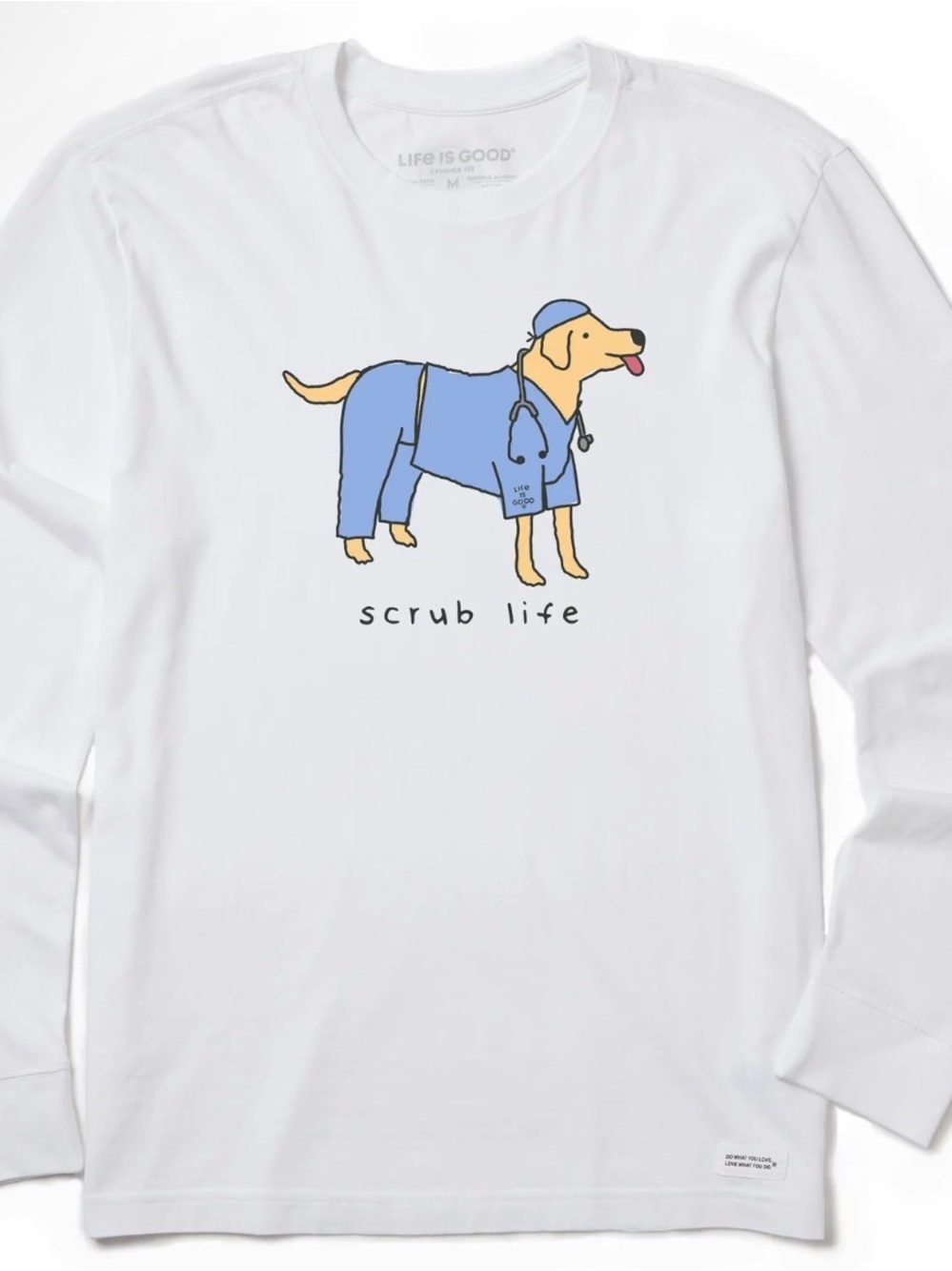 Life Is Good Scrub Life Dog Crusher Long Sleeve Tee Shirt Men’s XL  Graphic
